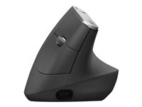 Logitech MX Vertical - Vertikal mus - ergonomisk - optisk - 6 knappar - trådlös, kabelansluten - Bluetooth, 2.4 GHz - trådlös USB-mottagare - grafit 910-005448