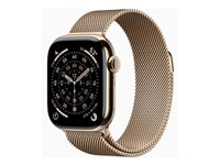 Apple Watch Series 11 (GPS + Cellular) - 42 mm - guld titan - smart klocka med milanesisk loop - nät av rostfritt stål - guld - handledsstorlek: 130-180 mm - 64 GB - Bluetooth, LTE, Wi-Fi 4, UWB - 5G - 34.6 g MF8Y4QN/A