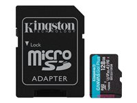 Kingston Canvas Go! Plus - Flash-minneskort (microSDXC till SD-adapter inkluderad) - 128 GB - A2 / Video Class V30 / UHS-I U3 / Class10 - mikroSDXC UHS-I SDCG3/128GB