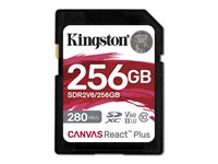 Kingston Canvas React Plus - Flash-minneskort - 256 GB - Video Class V60 / UHS-II U3 / Class10 - SDXC UHS-II SDR2V6/256GB