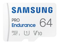 Samsung PRO Endurance MB-MJ64KA - Flash-minneskort (microSDXC till SD-adapter inkluderad) - 64 GB - Video Class V10 / UHS-I U1 / Class10 - mikroSDXC UHS-I - vit MB-MJ64KA/EU