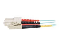 C2G LC-SC 10Gb 50/125 OM3 Duplex Multimode PVC Fiber Optic Cable (LSZH) - Nätverkskabel - SC-läge (multi-mode) (hane) till LC multiläge (hane) - 3 m - fiberoptisk - duplex - 50/125 mikron - OM3 - halogenfri - havsblå 85533