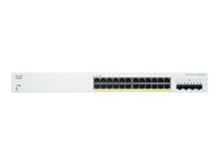 Cisco Business 220 Series CBS220-24P-4X - Switch - smart - 24 x 10/100/1000 (PoE+) + 4 x 10 Gigabit SFP+ (upplänk) - rackmonterbar - PoE+ (195 W) CBS220-24P-4X-EU
