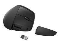 HP 925 - Vertikal mus - ergonomisk - 6 knappar - trådlös - 2.4 GHz, Bluetooth 5.3 - trådlös USB-mottagare - svart - 100 % pappersbaserad förpackning 6H1A5AA#ABB