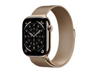 Apple Watch Series 11 (GPS + Cellular) - 46 mm - guld titan - smart klocka med milanesisk loop - nät av rostfritt stål - guld - bandstorlek: M/L - 64 GB - LTE, Wi-Fi 4, UWB, Bluetooth - 5G - 43.1 g MFD84QN/A