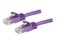 StarTech.com 15m CAT6 Ethernet Cable, 10 Gigabit Snagless RJ45 650MHz 100W PoE Patch Cord, CAT 6 10GbE UTP Network Cable w/Strain Relief, Purple, Fluke Tested/Wiring is UL Certified/TIA - Category 6 - 24AWG (N6PATC15MPL) - Patch-kabel - RJ-45 (hane) till RJ-45 (hane) - 15 m - UTP - CAT 6 - formpressad, hakfri - lila N6PATC15MPL
