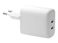 dbramante1928 re-charge - Strömadapter - 45 Watt - PD, QC - 2 utdatakontakter (24 pin USB-C) - vit - Europa CH45EUWH7113