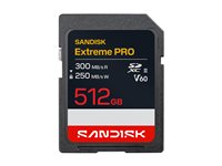 SanDisk Extreme PRO - Flash-minneskort - 512 GB - Video Class V60 / UHS-II - SDXC UHS-II SDSDXEM-512G-GN4IN