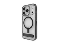 Zagg Santa Cruz Snap - Baksidesskydd för mobiltelefon - med fällbart ställ - MagSafe-kompatibilitet - gagatsvart - för Apple iPhone 17 Pro 702318950