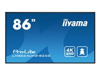 iiyama ProLite LH8664UHS-B2AG - 86" Diagonal klass (85.6" visbar) LED-bakgrundsbelyst LCD-skärm - digital skyltning - med inbyggd SoC-mediespelare - Android - 4K UHD (2160p) 3840 x 2160 - svart LH8664UHS-B2AG