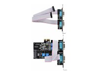StarTech.com 4-Port Serial PCIe Card, Quad-Port PCI Express to RS232/RS422/RS485 (DB9) Serial Card, Low-Profile Bracket Incl., 16C1050 UART, TAA-Compliant, For Windows/Linux, TAA Compliant - Level-4 ESD Protection (PS74ADF-SERIAL-CARD) - Seriell adapter - PCIe låg profil - RS-232 x 4 - svart - TAA-kompatibel PS74ADF-SERIAL-CARD