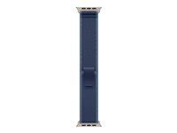 Apple - Slinga för smart klocka - 49 mm, naturlig titanfinish - storlek S/M - blå/ljusblå - för Watch Hermès Series 9, SE 3, Series 10, Series 11, Series 8, Series 9, Ultra 2, Ultra 3 MFT64ZM/A