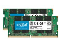 Crucial - DDR4 - sats - 64 GB: 2 x 32 GB - SO DIMM 260-pin - 3200 MHz / PC4-25600 - CL22 - 1.2 V - ej buffrad - icke ECC CT2K32G4SFD832A