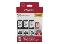 Canon PG-545 XL/CL-546XL Photo Value Pack - 3-pack - svart, färg (cyan, magenta, gul) - original - bläckpatron/papperssats 8286B015