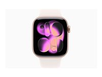 Apple Watch Series 11 (GPS + Cellular) - 42 mm - guldrosa aluminium - smart klocka med sportband - fluoroelastomer - lätt rouge - bandstorlek: S/M - 64 GB - Bluetooth, LTE, Wi-Fi 4, UWB - 5G - 29.7 g MF8E4QN/A