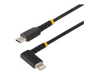 StarTech.com 6ft (2m) Durable USB-C to Lightning Cable - Right-Angled Heavy Duty Aramid Fiber USB Type-C to Lightning Charging/Sync Cord - Apple MFi Certified - Rugged iPhone Lightning Cable - Lightning-kabel - 24 pin USB-C hane till Lightning hane - 2 m - svart RUSB2CLTMM2MR