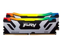 Kingston FURY Renegade RGB - DDR5 - sats - 48 GB: 2 x 24 GB - DIMM 288-pin - 4200 MT/s / PC5-67200 - CL40 - 1.45 V - ej buffrad - on-die ECC - svart & silver KF584CU40RSAK2-48