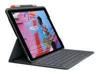 Logitech Slim Folio - Tangentbord och foliefodral - trådlös - Bluetooth LE - QWERTZ - tysk - oxford-grå - för Apple 10.9-inch iPad Wi-Fi 920-011423