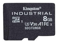 Kingston Industrial - Flash-minneskort - 8 GB - A1 / Video Class V30 / UHS-I U3 / Class10 - microSDHC UHS-I SDCIT2/8GBSP