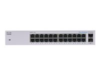 Cisco Business 110 Series 110-24T - Switch - ohanterad - 24 x 10/100/1000 + 2 x kombinations-Gigabit SFP - skrivbordsmodell, rackmonterbar, väggmonterbar CBS110-24T-EU