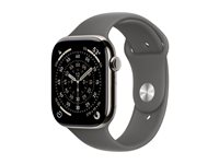 Apple Watch Series 11 (GPS + Cellular) - 46 mm - naturlig titan - smart klocka med sportband - fluoroelastomer - klippgrå - bandstorlek: M/L - 64 GB - LTE, Wi-Fi 4, UWB, Bluetooth - 5G - 43.1 g MFCX4QN/A