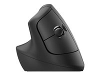 Logitech Lift Vertical Ergonomic Mouse - Vertikal mus - ergonomisk - vänsterhänt - optisk - 6 knappar - trådlös - Bluetooth, 2.4 GHz - Logitech Logi Bolt USB-mottagare - grafit 910-006474