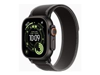 Apple Watch Ultra 3 - 49 mm - svart titan - Ja smart klocka med Trail Loop - nylonväv - svart/kolsvart - bandstorlek: S/M - 64 GB - LTE, Wi-Fi 4, UWB, Bluetooth, NFC - 5G - 61.8 g MF1D4KS/A
