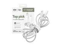 empower by PanzerGlass Racing - Lightning-kabel - USB-C hane till Lightning hane - 1.2 m - silvervit - Snabbladdning upp till 60 W EM41725