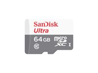 SanDisk Ultra - Flash-minneskort (adapter, microSDHC till SD inkluderad) - 64 GB - Class 10 - mikroSDXC UHS-I SDSQUNR-064G-GN3MA