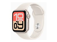 Apple Watch SE 3 (GPS + Cellular) - 40 mm - stjärnljusaluminium - smart klocka med sportband - fluoroelastomer - starlight - bandstorlek: S/M - 64 GB - LTE, Wi-Fi 4, Bluetooth - 5G - 26.4 g MEP64QN/A