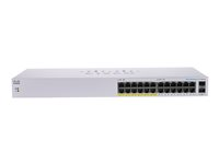 Cisco Business 110 Series 110-24PP - Switch - ohanterad - 12 x 10/100/1000 (PoE) + 12 x 10/100/1000 + 2 x kombinations-Gigabit SFP - skrivbordsmodell, rackmonterbar, väggmonterbar - PoE (100 W) CBS110-24PP-EU