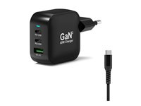 PORT Connect - Strömadapter - GaN II, with 2 m cable - 65 Watt - 5 A - PD 3.0, QC 3.0 - 3 utdatakontakter (2 x USB-C, USB typ A) - på kabel: USB-C - Europa 902065PEU