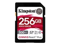 Kingston Canvas React Plus - Flash-minneskort - 256 GB - Video Class V90 / UHS-II U3 / Class10 - SDXC UHS-II SDR2/256GB