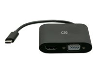 C2G USB C to HDMI & VGA Dual Monitor Adapter - 4K 30Hz - Black - Videokort - 24 pin USB-C hane till HD-15 (VGA), HDMI hona - svart - 4K30Hz stöd C2G29830