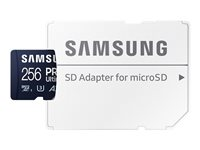 Samsung PRO Ultimate MB-MY256SA - Flash-minneskort (SD-adapter inkluderad) - 256 GB - A2 / Video Class V30 / UHS-I U3 - mikroSDXC UHS-I - blå MB-MY256SA/WW