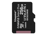 Kingston Canvas Select Plus - Flash-minneskort - 256 GB - A1 / Video Class V30 / UHS Class 3 / Class10 - mikroSDXC UHS-I SDCS2/256GBSP