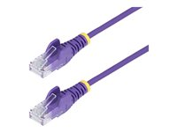 StarTech.com - Patch-kabel - RJ-45 (hane) till RJ-45 (hane) - 25 cm - 3.6 mm - UTP - CAT 5/5e/6 - IEEE 802.3bt - halogenfri, hakfri, rak - lila N6PAT25CMPLS