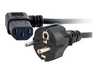 C2G Universal Power Cord - Strömkabel - power CEE 7/7 (hane) till power IEC 60320 C13 - 2 m - 90° kontakt, formpressad - svart - Europa 88534