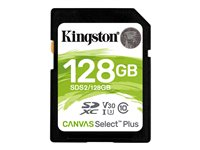 Kingston Canvas Select Plus - Flash-minneskort - 128 GB - Video Class V30 / UHS-I U3 / Class10 - SDXC UHS-I SDS2/128GB