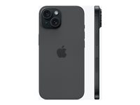 Apple iPhone 15 - 5G smartphone - dual-SIM / Internal Memory 256 GB - OLED-skärm - 6.1" - 2556 x 1179 pixlar - 2 bakre kameror 48 MP, 12 MP - front camera 12 MP - svart MTP63QN/A