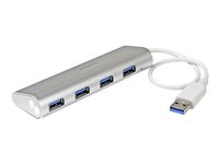 StarTech.com Bärbar USB 3.0-hubb med 4 portar och inbyggd kabel - Hubb - 4 x SuperSpeed USB 3.0 ST43004UA