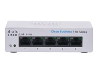 Cisco Business 110 Series 110-5T-D - Switch - ohanterad - 5 x 10/100/1000 - skrivbordsmodell, rackmonterbar, väggmonterbar - Likström CBS110-5T-D-EU