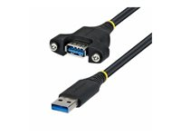 StarTech - USB-förlängningskabel - USB typ A (hane) till USB typ A (hona) - USB 3.0 / USB 3.2 Gen 1 - 2 m - passiv, tumskruvar, 5 Gbps Super Speed - svart USBPNLAFAM2M