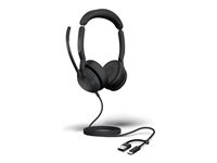 Jabra Evolve2 50 MS Stereo - Headset - på örat - trådlös, kabelansluten - aktiv brusradering - USB-C, USB-A - Certifierad för Microsoft-teams 25089-999-799