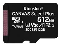 Kingston Canvas Select Plus - Flash-minneskort - 512 GB - A1 / Video Class V30 / UHS Class 3 / Class10 - SDXC UHS-I SDCS2/512GBSP