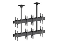 Multibrackets M Ceiling Mount Pro MBC2X2U2 - Monteringssats (2 takplattor, 12 skenor, 16 fasta armar, 4 stångklämmor, 8 förlängningsrör (80 cm), 2 skydd för takplattor) - för 8 LCD-bildskärmar - aluminium, stål - svart - skärmstorlek: 40"-65" - takmonterbar 7350073733590