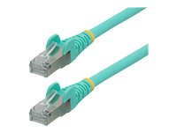 StarTech.com 10m CAT6a Ethernet Cable - Aqua - Low Smoke Zero Halogen (LSZH) - 10GbE 500MHz 100W PoE++ Snagless RJ-45 w/Strain Reliefs S/FTP Network Patch Cord - Patch-kabel - RJ-45 (hane) till RJ-45 (hane) - 10 m - S/FTP - CAT 6a - IEEE 802.3bt - hakfri, tvinnad, formpressad, halogenfri - havsblå NLAQ-10M-CAT6A-PATCH