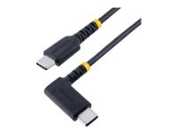 StarTech.com 6in (15cm) USB C Charging Cable Right Angle, 60W PD 3A, Heavy Duty Fast Charge USB-C Cable, USB 2.0 Type-C, Durable and Rugged Aramid Fiber, S20/iPad/Pixel - High Quality USB Charging Cord (R2CCR-15C-USB-CABLE) - USB-kabel - USB-C (hane) rak till USB-C (hane) högervinklad - USB 2.0 - 3 A - 15 cm - svart R2CCR-15C-USB-CABLE