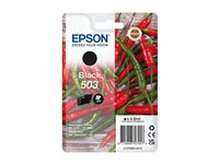Epson 503 - 4.6 ml - svart - original - blister med RF-larm/akustiskt larm - bläckpatron - för Expression Home XP-5200, XP-5205; WorkForce WF-2960DWF, WF-2965DWF C13T09Q14020