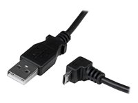 StarTech.com 2m Micro USB Cable Cord - A to Down Angle Micro B - Down Angled Micro USB Cable - 1x USB A (M), 1x USB Micro B (M) - Black (USBAUB2MD) - USB-kabel - mikro-USB typ B (hane) till USB (hane) - USB 2.0 - 2 m - formpressad, 90° anslutning - svart USBAUB2MD